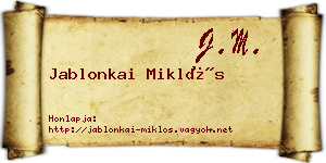 Jablonkai Miklós névjegykártya