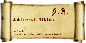 Jablonkai Miklós névjegykártya